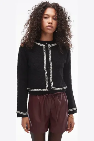 MANGO Strikket cardigan med kontrastfarvede detaljer
