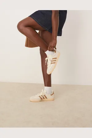 adidas Samba OG - Cremehvide og brune hæklede sneakers