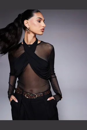 ASOS Top med lange ærmer og rynket halterneck-detalje