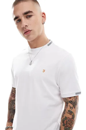 Farah Northleigh - T-shirt med ærmekanter i jacquard