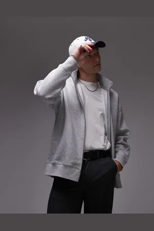 Topman Premium - Kraftig og sweatshirt med ståkrave og fuld lynlås