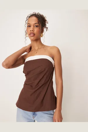 Abercrombie & Fitch ærmeløs tubetop i hør-Neutral