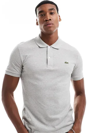 Lacoste Gråmeleret polo med logo i piqué i slim fit
