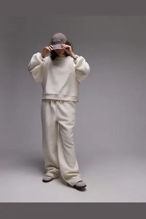 Topshop Råhvid sweatshirt i teddy - Del af sæt