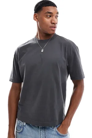 Hollister Cropped t-shirt med firkantet pasform i kraftigt stof-Grå
