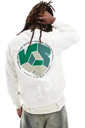 Vans Råhvid sweatshirt med rund hals og V-print på ryggen