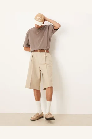 ASOS Kamelfarvede oversized elegante bermuda-shorts med indadvendte plisseringer-Neutral