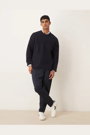 ASOS Marineblå joggingbukser i scuba-stof med indsnævrede ben