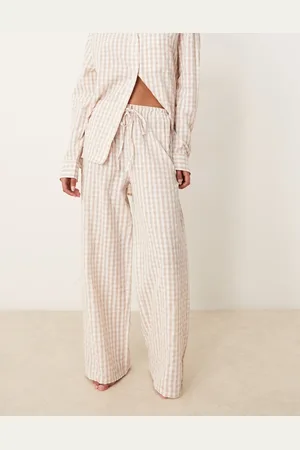 Luna Oversized pyjamasbukser med gingham-tern-Neutral