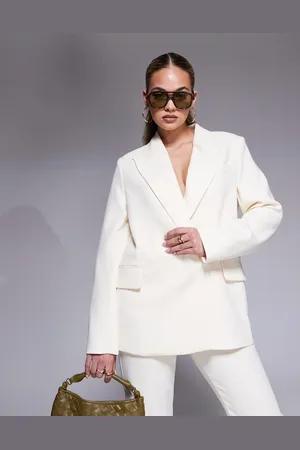 River Island Cremefarvet oversized blazer - Del af sæt-Hvid