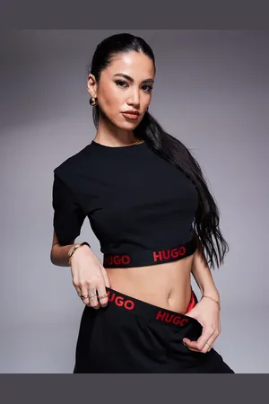 HUGO BOSS Lounge-T-shirt med rødt logobånd i taljen - Del af sæt
