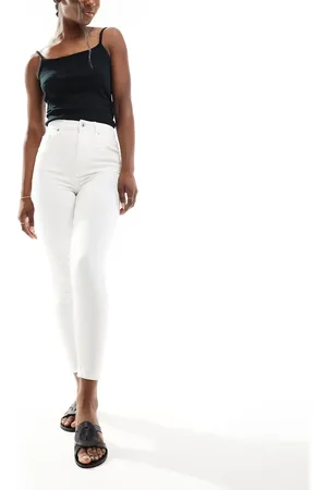 Bershka Petite - Hvide og højtaljede skinny-jeans