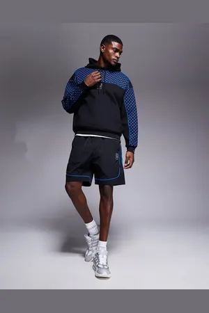 HUGO BOSS HUGO - Red Bull Racing Capsule Garat - Sorte shorts med løbesnor og blå stribedetaljer