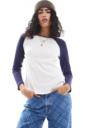 Cotton On Cotton On - Langærmet raglan-T-shirt i marineblå/hvid