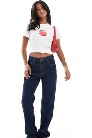 Stradivarius Petite - STR - Mørkeblå jeans med lige ben og stretch