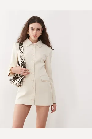 Lioness Cremehvid skræddersyet blazer-minikjole med knapper foran og struktur