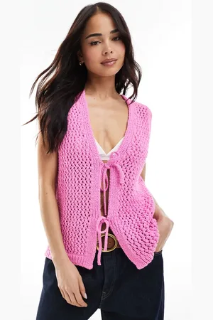 ASOS Pink strikket vest med bindebånd foran