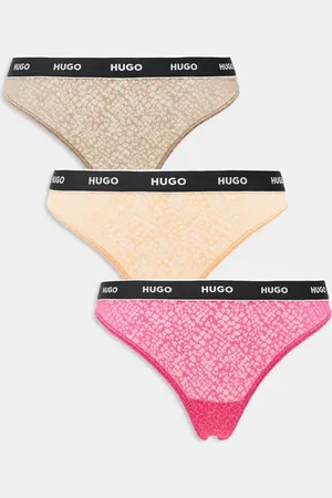 HUGO BOSS Pakke med 3 par blonde-G-strenge med logotaljebånd i pink/orange/brun-Multifarvet