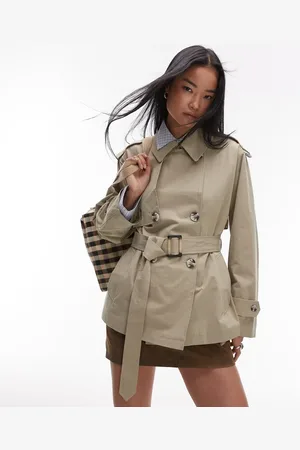 Topshop Kort trenchcoat-Neutral
