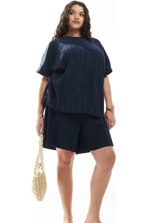 VERO MODA Marineblå shorts med plisseringer - Del af sæt