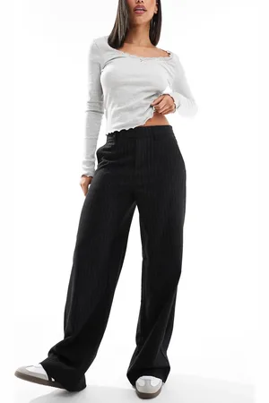 Object Grå elegante pull on-bukser med nålestriber i Mid Rise-stil