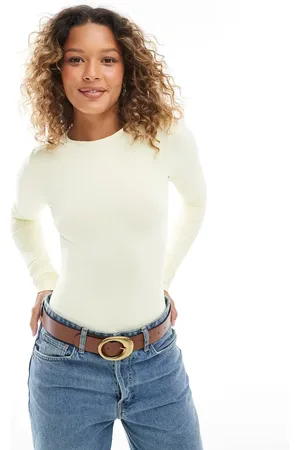 Miss Selfridge Lysegul blød bodystocking med rund hals-Neutral
