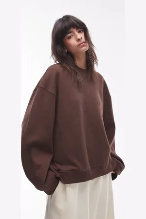 Topshop Mørkebrun og oversized sweatshirt med sømdetaljer
