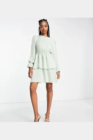 Flounce London Lagdelt minikjole i satin
