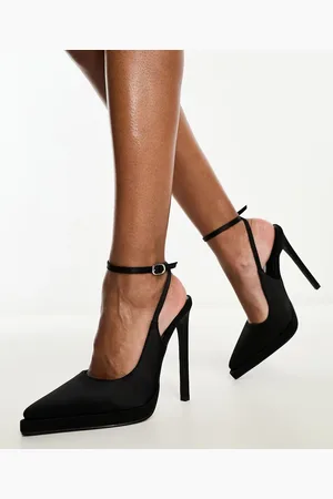 Simmi London SIMMI London - Landen - Sorte pumps med plateauhæl i satin