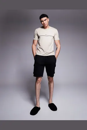 HUGO BOSS Unique - T-shirt med logostribe i regular fit-Neutral