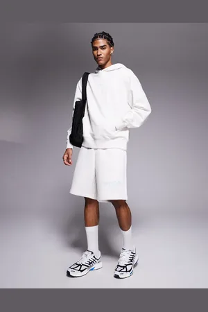Hugo Blue Beige jerseyshorts med blåt logo i løstsiddende pasform - Del af sæt-Neutral