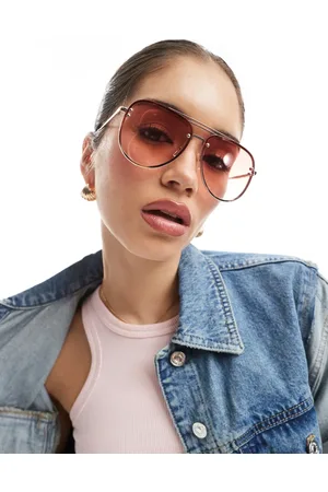 Aire Quartz - Aviator-solbriller med metalstel og lyserøde glas