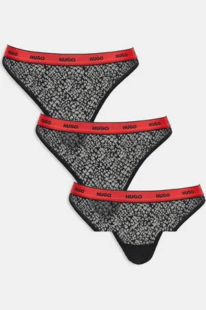 HUGO BOSS HUGO Bodywear - Pakke med 3 par sorte G-strenge i blondestof med kontrasterende linning
