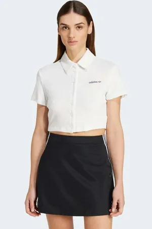 adidas Hvid T-shirt med striber i frotté