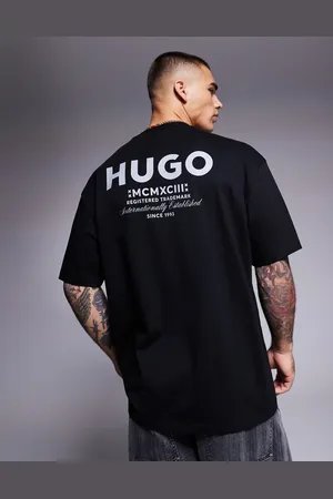 Hugo Blue Nalono - løstsiddende T-shirt med centreret logo