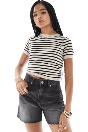 Pimkie T-shirt med rund hals og i fin strik-Multifarvet