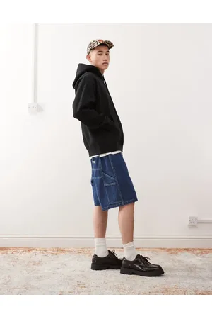 Obey Easy - Tømrer-denimshorts i indigoblå stenvask
