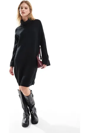VERO MODA Mini-strikkjole med rullekrave