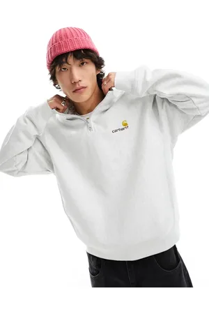 Carhartt American Script - Grå sweatshirt med halv lynlås