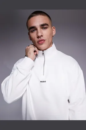 HUGO BOSS Durty - Beige sweatshirt med halv lynlås-Rød