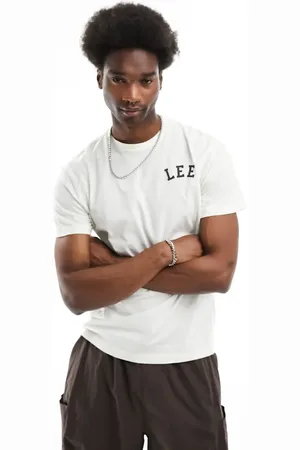 Lee Hvid T-shirt med buet logo på brystet i afslappet pasform