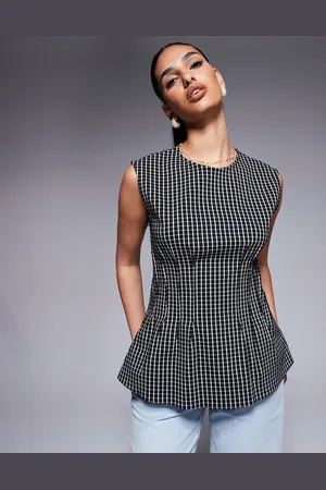 River Island Top med pintucks og tern i poplin