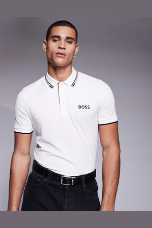 HUGO BOSS Paddy Pro - Cremehvid polo med kantdetaljer i piqué i regular fit