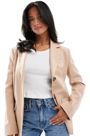 Miss Selfridge , oversized og enkeltradet blazer-Neutral