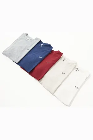 Hollister Pakke med 5 T-shirts i forskellige farvet med ikonlogo