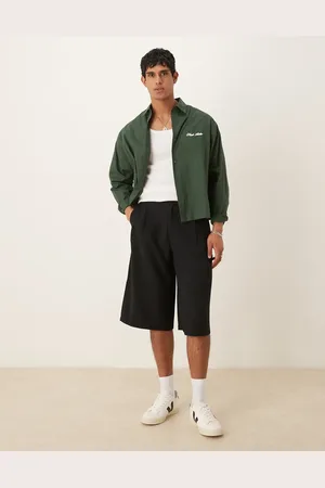 ASOS Sorte og elegante bermudashorts med dobbelt plissering og bred linning
