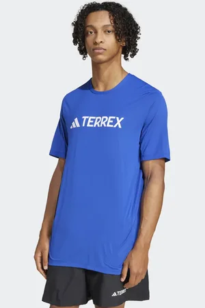 adidas Terrex - Multi Climacool - Blå T-shirt med logoprint i tech-stof