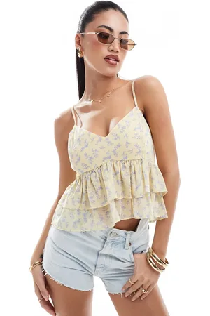 Hollister Babydoll-top med blomstermønster i gul - Del af sæt