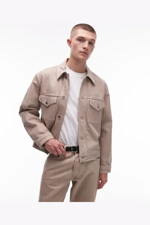 ARKET Beige trucker-jakke i stiv denim i pigmenteret vask-Neutral