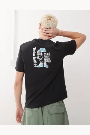 Timberland T-shirt med skoæske- og logoprint på ryggen-Hvid